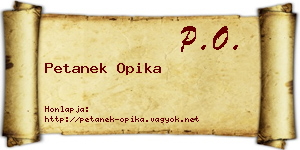 Petanek Opika névjegykártya